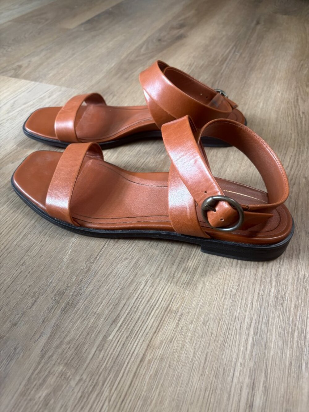 Vionic Anaya Ankle Strap Sandal size 9.5 espresso brown leather flats buckle - Picture 5 of 9